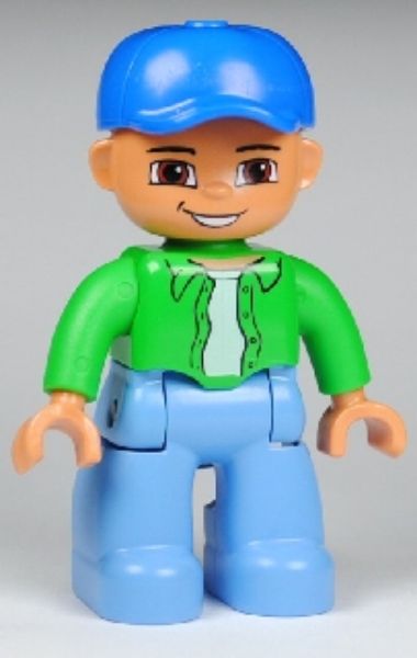 Afbeeldingen van Jongen met groene shirt en blauwe pet- Duplo