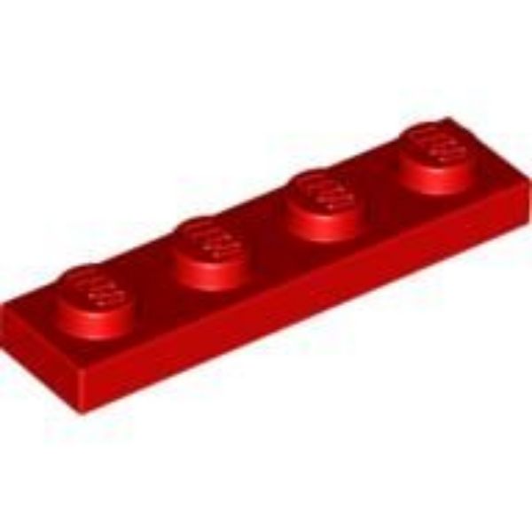 Afbeeldingen van Plate 1x4- rood- 3710- 10 stuks