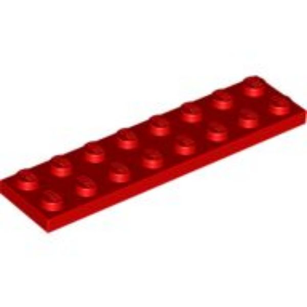 Afbeeldingen van Plate 2x8- rood- 3034- 10 stuks