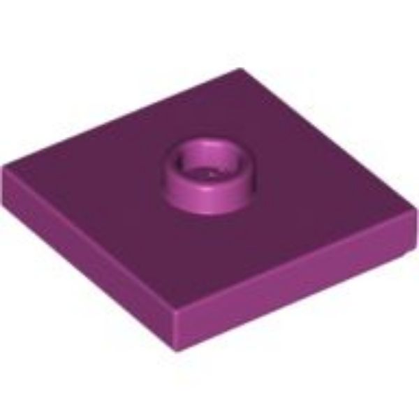 Afbeeldingen van Plate 2x2 met groef en nop in midden- magenta- 87580- 10 stuks