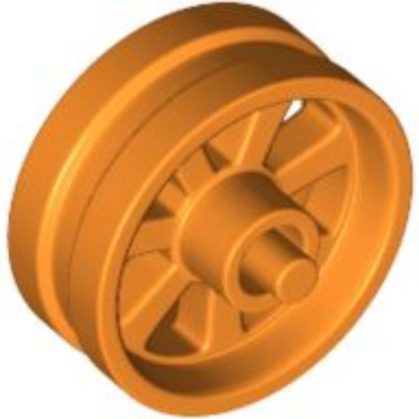 Afbeeldingen van Wiel 15 mm D x 6 mm met city motorfiets- oranje- 50862- 5 stuks