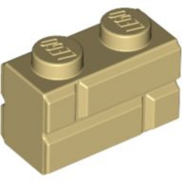 Afbeeldingen van Steen 1x2 met steenprofiel- beige- 98283-10 stuks