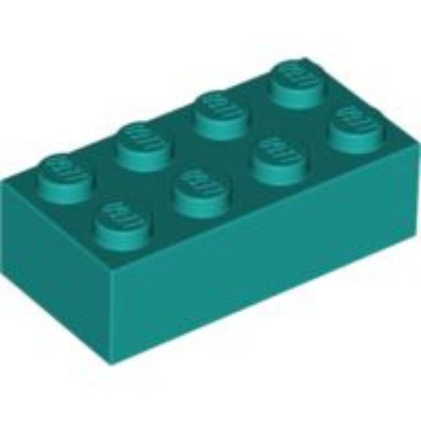 Afbeeldingen van Steen 2x4- donker turquoise- 3001- 10 stuks