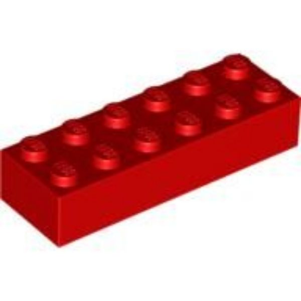 Afbeeldingen van Steen 2x6- rood -2456- 10 stuks