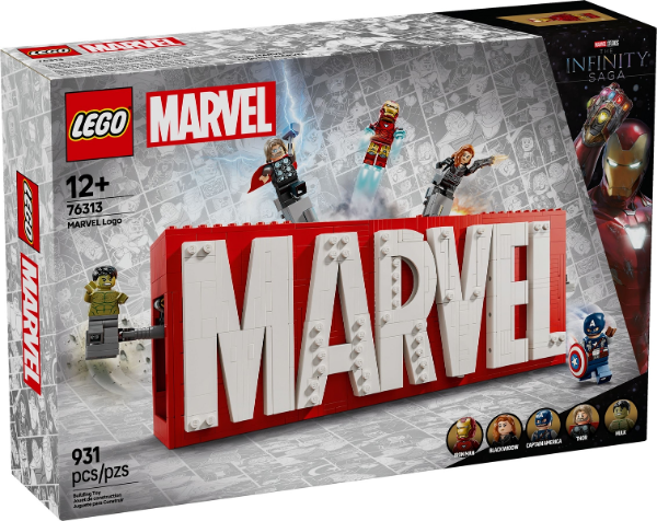 Afbeeldingen van LEGO Marvel 76313 Marvel logo en minifiguren verzamelset 